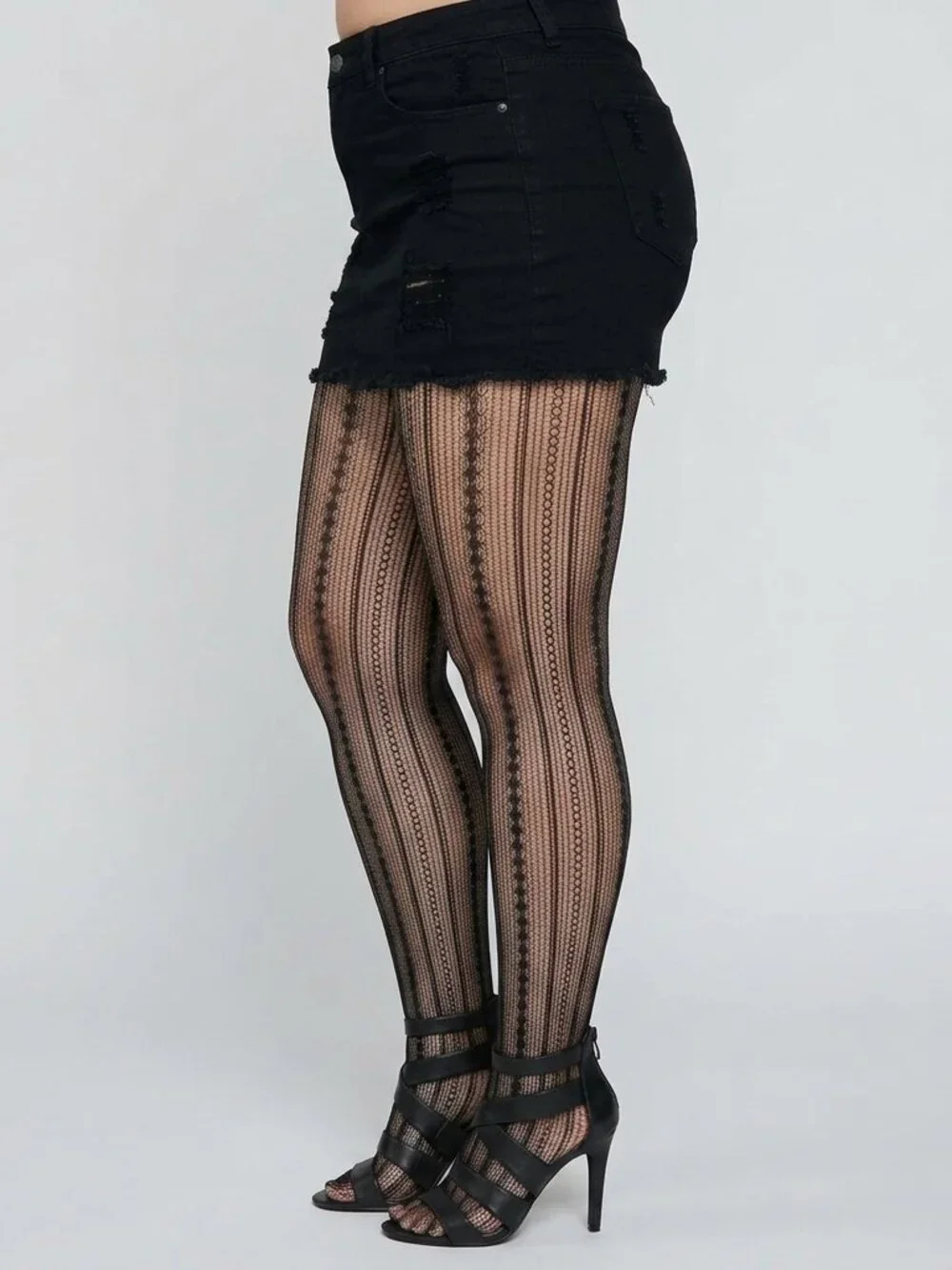 Vintage Pinstripe Fishnet Tights Pantyhose 1920s Gangster Pinup Retro NWT